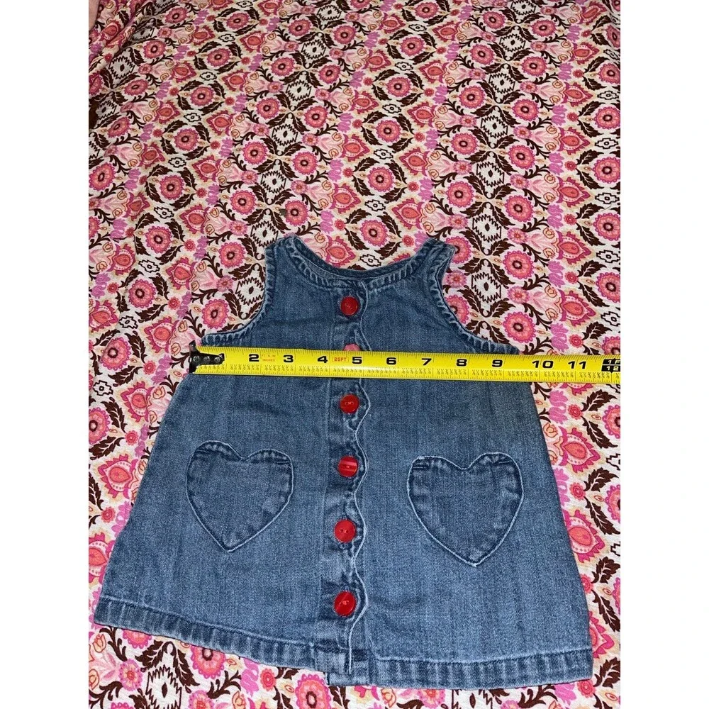 Baby Girl’s Old Navy Denim Sleeveless Dress Red Buttons Size 0-3 Months